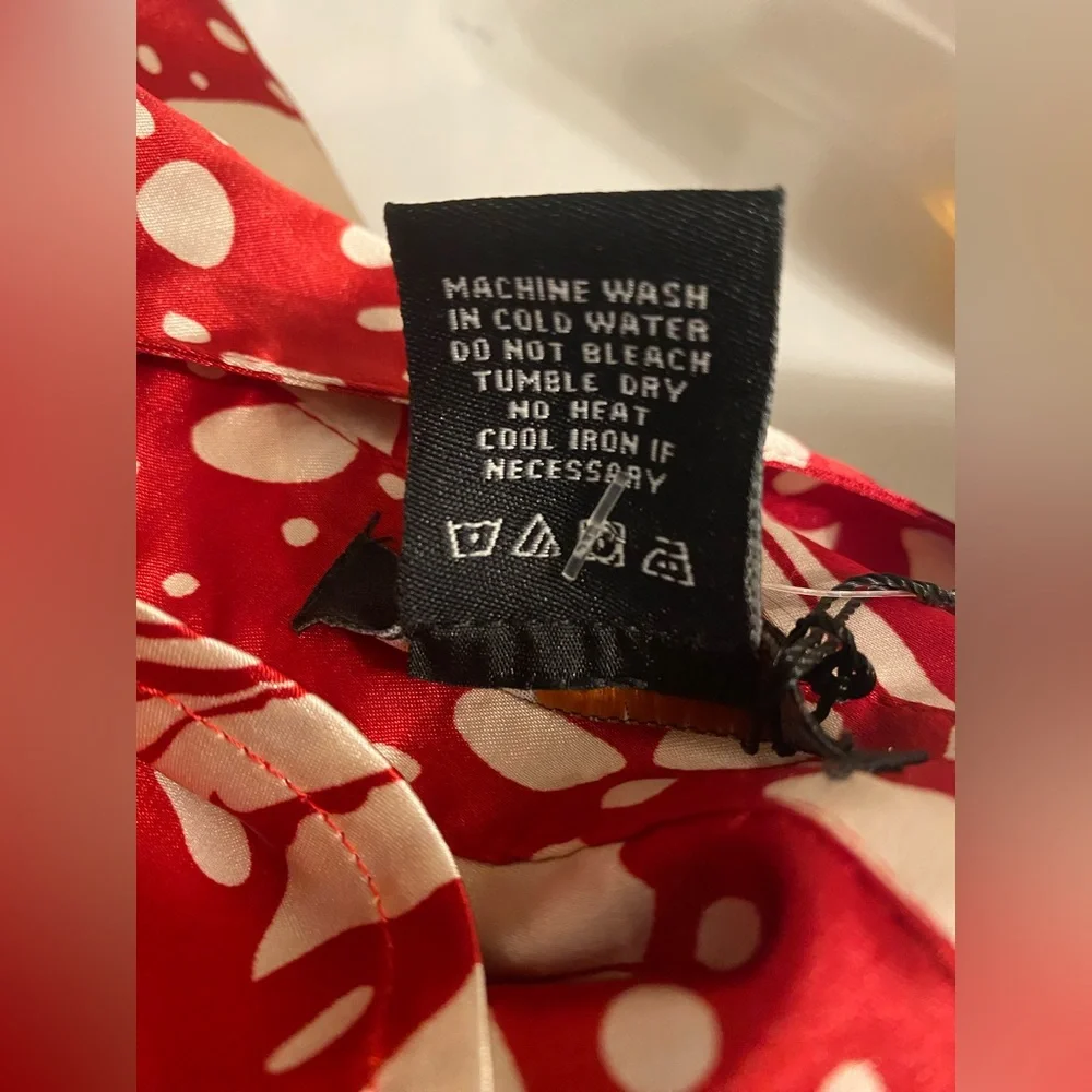 BCBGMaxAzria Red and Cream Button Down Shirt - Picture 10 of 14